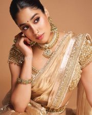 Captivating Janhvi Kapoor in a Golden Half Saree with a Classic Dori Blouse Pictures 07
