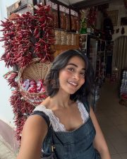 Carefree Actress Pooja Hegde in a Denim Corset Mini Dress Photos 05