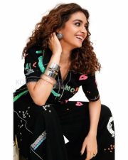 Charismatic Actress Keerthy Suresh in a Black graphic printed jumpsuit Photos 01 Charismatic Actress Keerthy Suresh in a Black graphic printed jumpsuit Photos 01