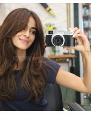 Charming Actress Ananya Panday in a Navy Blue Casual T Shirt Photos 03
