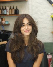 Charming Actress Ananya Panday in a Navy Blue Casual T Shirt Photos 04