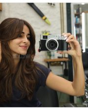 Charming Actress Ananya Panday in a Navy Blue Casual T Shirt Photos 06