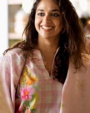 Charming Actress Keerthy Suresh in a Pink Floral Checkered Kurta Photos 01 Charming Actress Keerthy Suresh in a Pink Floral Checkered Kurta Photos 01
