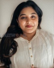 Charming Actress Nivetha Thomas in a White Linen Kurta Photos 01