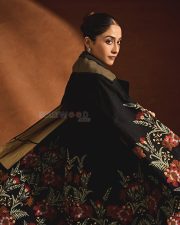 Charming Indian Actress Regena Cassandrra in a Black Silk Cape Dress Photos 02