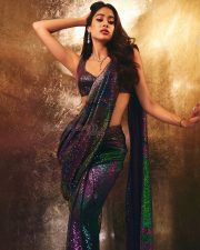 Charming Janhvi Kapoor in a Flashy Sequin Saree for Manish Malhotra Diwali Bash Photos 04