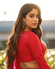 Charming Janhvi Kapoor in a Vintage Red Saree with a Long Sleeve Blouse Photos 02 Charming Janhvi Kapoor in a Vintage Red Saree with a Long Sleeve Blouse Photos 02