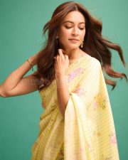 Charming Kriti Kharbanda in a Lemon Yellow Saree with an Off White Floral Printed Blouse Photos 01