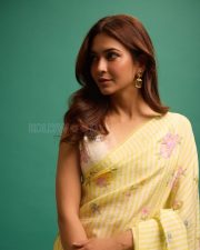 Charming Kriti Kharbanda in a Lemon Yellow Saree with an Off White Floral Printed Blouse Photos 02