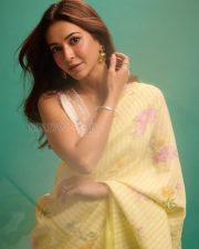 Charming Kriti Kharbanda in a Lemon Yellow Saree with an Off White Floral Printed Blouse Photos 04