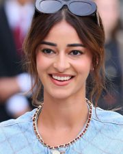 Chic Actress Ananya Panday in a Blue Quilted Denim Jacket Photos 02