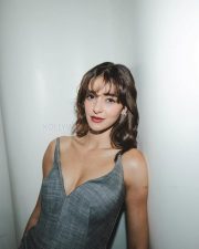 Chic Actress Ananya Panday in a Grey Linen Midi Dress Photos 01