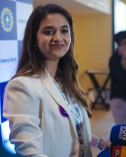 Chic Actress Keerthy Suresh in a White Pantsuit Photos 07