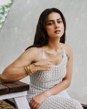 Chic Actress Shraddha Srinath in a white knit dress Photos 02
