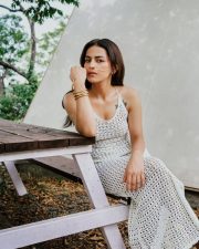 Chic Actress Shraddha Srinath in a white knit dress Photos 03