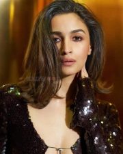 Chic Alia Bhatt in a Dazzling Brown Midi Dress Pictures 01