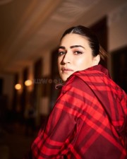 Classy Kriti Sanon in a Red Checkered Shirt and Mini Skirt Photos 03