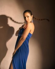 Classy Malaika Arora in a Blue High Slit Gown Pictures 02