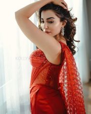 Classy Parvati Nair in a Red Netted Embroidered Sequin Blouse with a Matching Pant Set With Cape Photos 04