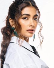 Classy Pooja Hegde in a White Full Sleeve Crop Shirt and Black Pant Photos 03 Classy Pooja Hegde in a White Full Sleeve Crop Shirt and Black Pant Photos 03