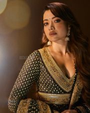 Cocktail 2 Actress Rashmika Mandanna in a Black and Gold Anarkali Suit Photos 02