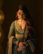 Cocktail 2 Actress Rashmika Mandanna in a Black and Gold Anarkali Suit Photos 03