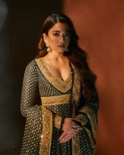 Cocktail 2 Actress Rashmika Mandanna in a Black and Gold Anarkali Suit Photos 04