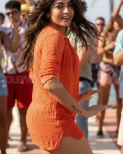 Cocktail 2 Actress Rashmika Mandanna in a Orange crochet knit mini dress Photos 01