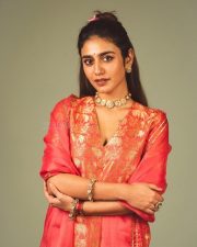 Cousins and Kalyanams Actress Priya Prakash Varrier in a Short Coral Red Chanderi Silk Brocade Kurti with a Matching Flared Sharara and Sheer Red Tissue Dupatta Pictures 04 Cousins and Kalyanams Actress Priya Prakash Varrier in a Short Coral Red Chanderi Silk Brocade Kurti with a Matching Flared Sharara and Sheer Red Tissue Dupatta Pictures 04