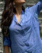 Cute Kajal Aggarwal in a Blue Long Shirt Photos 02