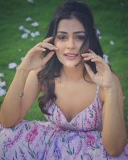 Cute Payal Rajput in a Floral Pink and Lavender Corset Style Dress Photos 04