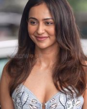 Cute Rakul Preet Singh in a Sky Blue Aria Pleated Midi Dress Photos 01