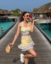 Cute Rakul Preet Singh in a Yellow and White Printed Bralette Top and Mini Skirt Pictures 03 Cute Rakul Preet Singh in a Yellow and White Printed Bralette Top and Mini Skirt Pictures 03