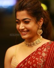 Cute Rashmika Mandanna in a Designer Red Saree Photos 01