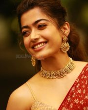 Cute Rashmika Mandanna in a Designer Red Saree Photos 02