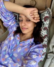 Cute Shraddha Kapoor in a Purple Night Gown Photos 03