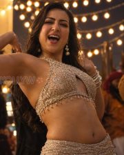 Dazzling Actress Catherine Tresa in a Gold Embellished Halter Crop Top Photos 04