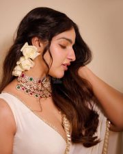 Dazzling Actress Malavika Menon in an Off Shoulder Saree with Ornate Necklace Photos 04