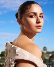 Dazzling Alia Bhatt in an Off Shoulder Half Cream Floral Gown at Cannes 2025 Photos 03