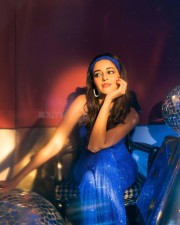 Dazzling Ananya Panday in a Blue Halter Neck Disco Look Pictures 02
