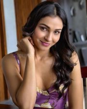 Dazzling Andrea Jeremiah in a Purple Maxi Dress Pictures 01