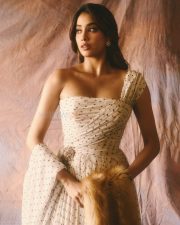 Dazzling Janhvi Kapoor in a Miu Miu One Shoulder Ivory Gown Pictures 02
