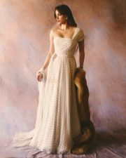 Dazzling Janhvi Kapoor in a Miu Miu One Shoulder Ivory Gown Pictures 05