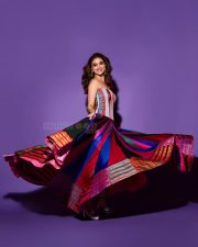 Dazzling Keerthy Suresh in a Rainbow Colour Lehenga Photos 02