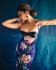 Dazzling Kriti Kharbanda in a Blue Fish Cut Out Dress with a Black Bralette Photos 03