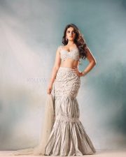Dazzling Nidhhi Agerwal in a Sterling Silver Floral Cutwork Lehenga Photos 01