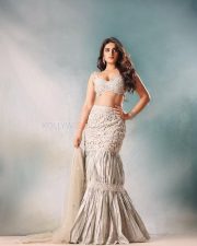 Dazzling Nidhhi Agerwal in a Sterling Silver Floral Cutwork Lehenga Photos 01