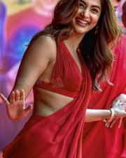 Dazzling Pooja Hegde in Red Saree Photos 01