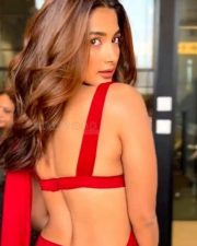 Dazzling Pooja Hegde in Red Saree Photos 03