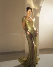 Dazzling Regina Cassandra in a Golden Off Shoulder Sequined Gown Photos 02